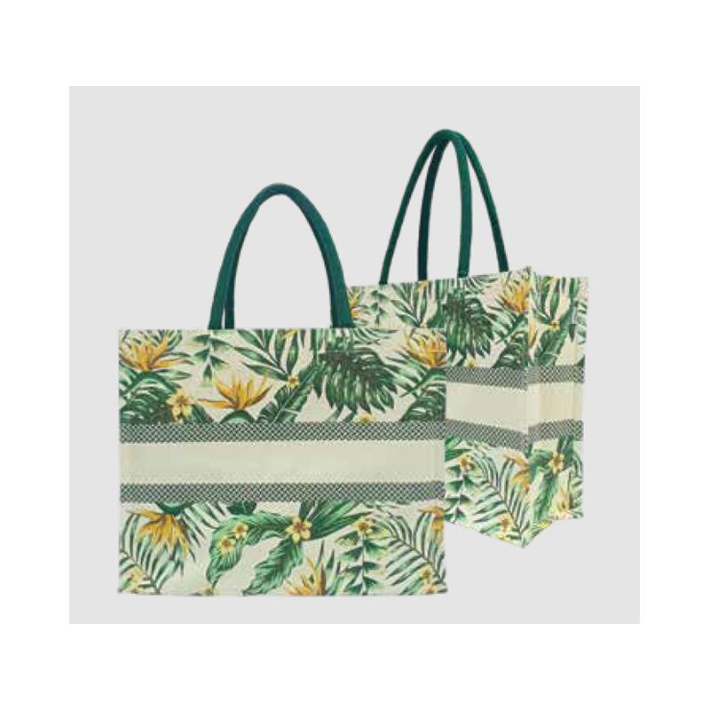 Floral Print- Printed Cotton Bag With Inner Lamination & Magnetic Closure